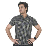 Men’s Black Printed Polo Shirt – Stylish Casual Wear